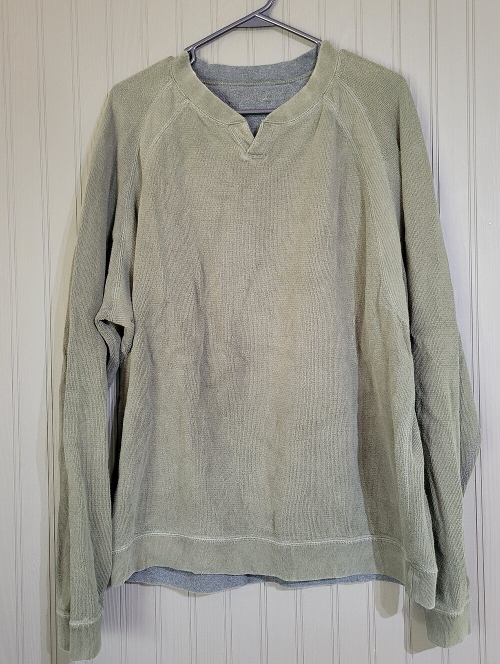 Tommy Bahama Reversible Long Sleeve Sweatshirt Notched Neck Green/Gray Men's 2XL